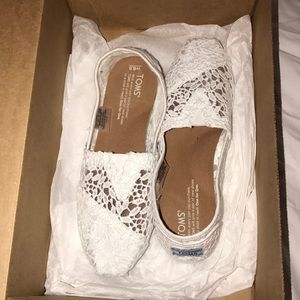 All white lace Toms